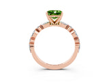 Rose gold Fancy White Princess Cut Peridot Solitaire with Side Stones on a Pavé Band and Four-Prong Setting_3