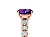 Rose gold Fancy White Round Cut Amethyst Solitaire Ring with Cathedral Setting and Pavé Band_5