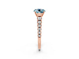 Rose gold Fancy White Round Cut Aquamarine Solitaire Ring with Cathedral Setting and Pavé Band_2