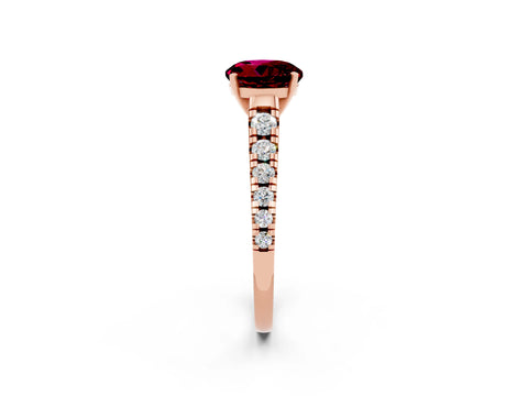 Rose gold Fancy White Round Cut Garnet Solitaire Ring with Cathedral Setting and Pavé Band_2