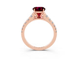 Rose gold Fancy White Round Cut Garnet Solitaire Ring with Cathedral Setting and Pavé Band_3