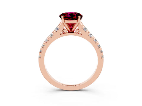 Rose gold Fancy White Round Cut Garnet Solitaire Ring with Cathedral Setting and Pavé Band_3