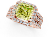 Rose gold Fancy Yellow Asscher -Cut Halo Diamond Ring with Split Shank and Four-Prong Setting_52