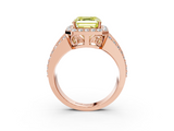 Rose gold Fancy Yellow Asscher -Cut Halo Diamond Ring with Split Shank and Four-Prong Setting_54