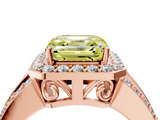 Rose gold Fancy Yellow Asscher -Cut Halo Diamond Ring with Split Shank and Four-Prong Setting_55