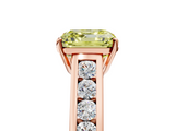 Rose gold Fancy Yellow Asscher  Brilliant Channel-Set Solitaire Ring with Four-Prong Setting_62
