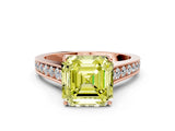 Rose gold Fancy Yellow Asscher  Brilliant Cut Diamond Engagement Ring with Pavé Band and Four-Prong Setting_63