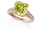 Rose gold Fancy Yellow Asscher  Brilliant Cut Diamond Engagement Ring with Pavé Band and Four-Prong Setting_64