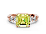 Rose gold Fancy Yellow Asscher  Brilliant Cut Diamond Five-Stone Prong Set Engagement Ring with Channel Band_17