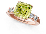 Rose gold Fancy Yellow Asscher  Brilliant Cut Diamond Five-Stone Prong Set Engagement Ring with Channel Band_18