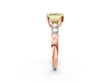 Rose gold Fancy Yellow Asscher  Brilliant Cut Diamond Five-Stone Prong Set Engagement Ring with Channel Band_19