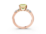 Rose gold Fancy Yellow Asscher  Brilliant Cut Diamond Five-Stone Prong Set Engagement Ring with Channel Band_20