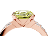 Rose gold Fancy Yellow Asscher  Brilliant Diamond Channel Set Wide Band Ring with Bezel Setting_4