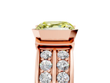 Rose gold Fancy Yellow Asscher  Brilliant Diamond Channel Set Wide Band Ring with Bezel Setting_5