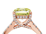 Rose gold Fancy Yellow Asscher  Brilliant Diamond Solitaire with Pavé Band and Four-Prong Setting 5