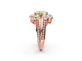 Rose gold Fancy Yellow Asscher  Brilliant Flower Halo Diamond Split Shank Ring_95