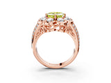 Rose gold Fancy Yellow Asscher  Brilliant Flower Halo Diamond Split Shank Ring_96
