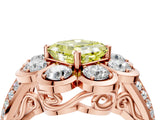 Rose gold Fancy Yellow Asscher  Brilliant Flower Halo Diamond Split Shank Ring_97