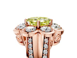 Rose gold Fancy Yellow Asscher  Brilliant Flower Halo Diamond Split Shank Ring_98