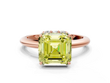 Rose gold Fancy Yellow Asscher  Brilliant Solitaire Engagement Ring with Six-Prong Setting and Classic Band_17