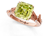 Rose gold Fancy Yellow Asscher  Brilliant Solitaire with Leaf Motif Band and Four-Prong Setting_1
