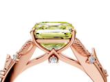 Rose gold Fancy Yellow Asscher  Brilliant Solitaire with Leaf Motif Band and Four-Prong Setting_4