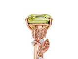 Rose gold Fancy Yellow Asscher  Brilliant Solitaire with Leaf Motif Band and Four-Prong Setting_5