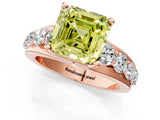 Rose gold Fancy Yellow Asscher  Brilliant Solitaire with Side Stones on a Pave Band and Four-Prong Setting_13