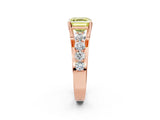 Rose gold Fancy Yellow Asscher  Brilliant Solitaire with Side Stones on a Pave Band and Four-Prong Setting_14