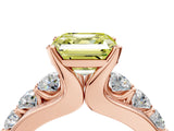 Rose gold Fancy Yellow Asscher  Brilliant Solitaire with Side Stones on a Pave Band and Four-Prong Setting_33
