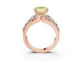 Rose gold Fancy Yellow Asscher  Brilliant Solitaire with Side Stones on a Pave Band and Four-Prong Setting_39