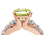 Rose gold Fancy Yellow Asscher  Brilliant Solitaire with Side Stones on a Pave Band and Four-Prong Setting_40