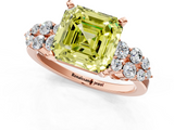 Rose gold Fancy Yellow Asscher  Cluster Diamond Engagement Ring with Pavé Band and Four-Prong Setting_21