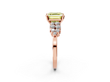 Rose gold Fancy Yellow Asscher  Cluster Diamond Engagement Ring with Pavé Band and Four-Prong Setting_22