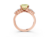 Rose gold Fancy Yellow Asscher  Cluster Diamond Engagement Ring with Pavé Band and Four-Prong Setting_23
