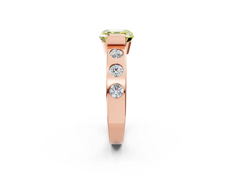Rose gold Fancy Yellow Asscher Cut Brilliant Channel-Set Diamond Ring with Bezel Prong Setting_2