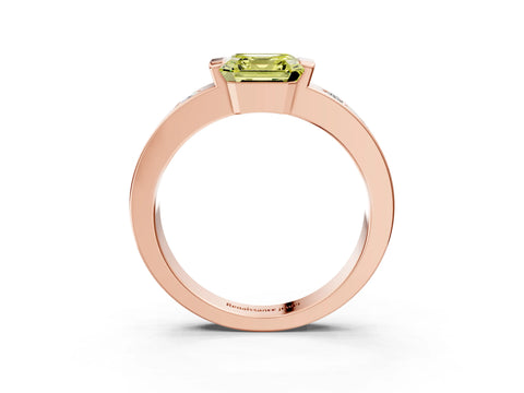 Rose gold Fancy Yellow Asscher Cut Brilliant Channel-Set Diamond Ring with Bezel Prong Setting_3
