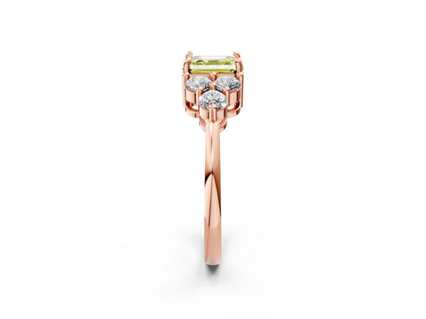 Rose gold Fancy Yellow Asscher Cut Brilliant Diamond Cluster Accent Solitaire Ring with Prong Setting_2