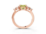 Rose gold Fancy Yellow Asscher Cut Brilliant Diamond Cluster Accent Solitaire Ring with Prong Setting_3