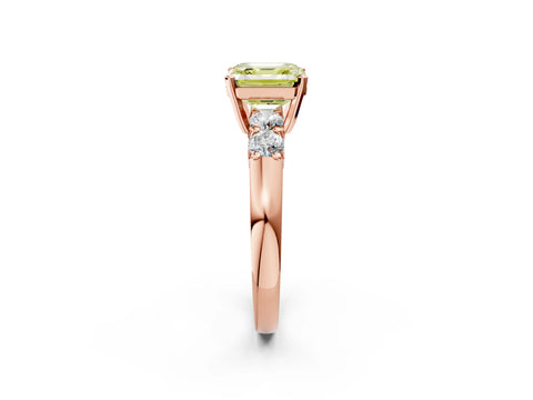 Rose gold Fancy Yellow Asscher Cut Brilliant Diamond Five-Stone Engagement Ring with Prong Setting on a Classic Band_5