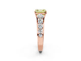 Rose gold Fancy Yellow Asscher Cut Brilliant Diamond Pavé Band with Six-Prong Setting_14