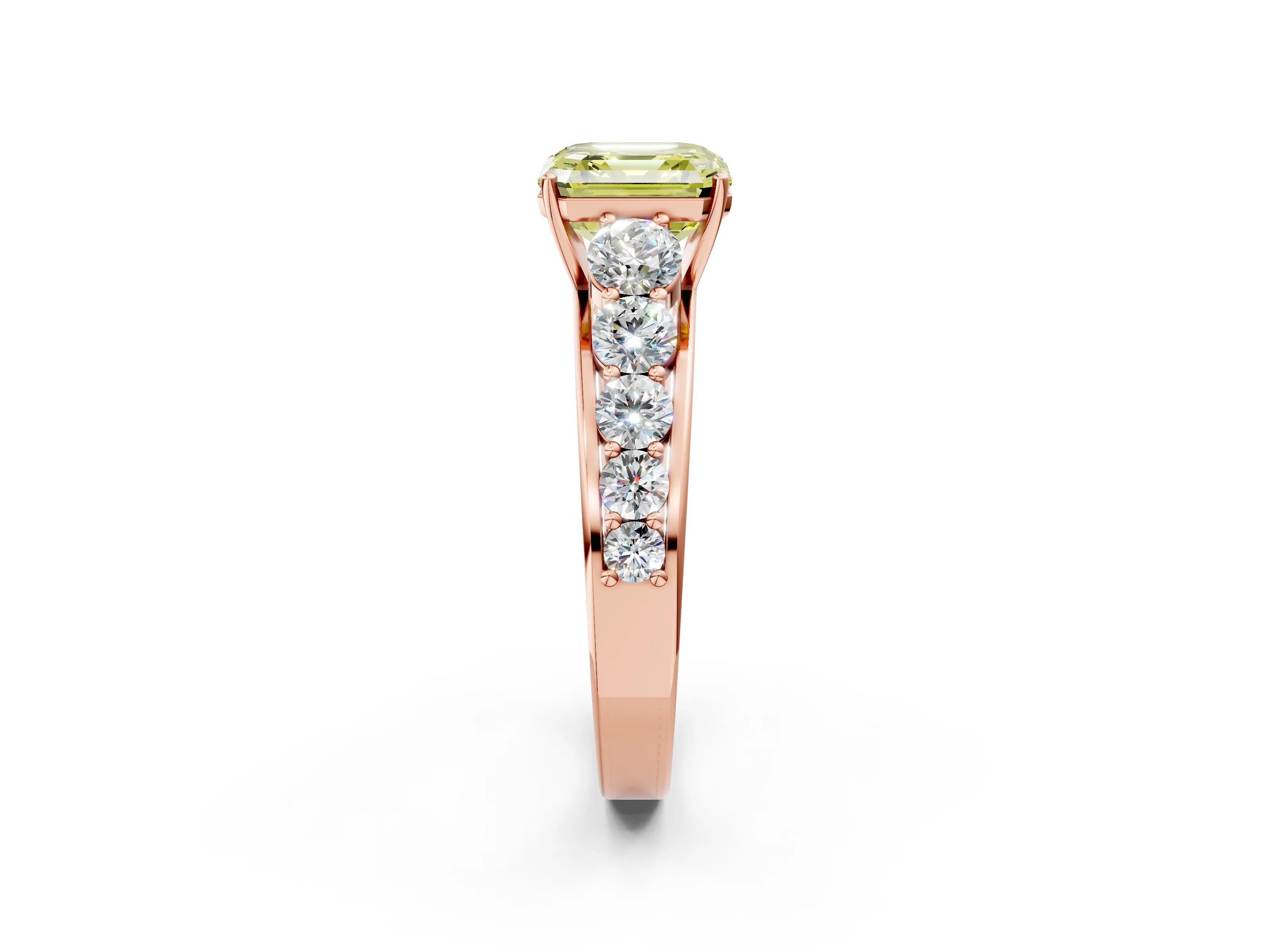 Rose gold Fancy Yellow Asscher Cut Brilliant Diamond Pavé Band with Six-Prong Setting_2
