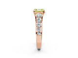 Rose gold Fancy Yellow Asscher Cut Brilliant Diamond Pavé Band with Six-Prong Setting_2