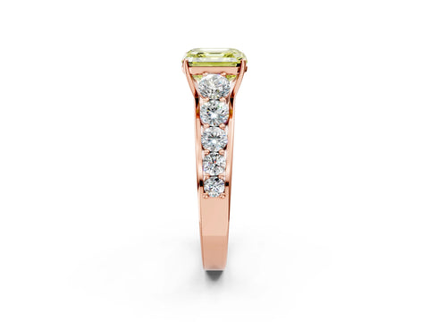 Rose gold Fancy Yellow Asscher Cut Brilliant Diamond Pavé Band with Six-Prong Setting_2