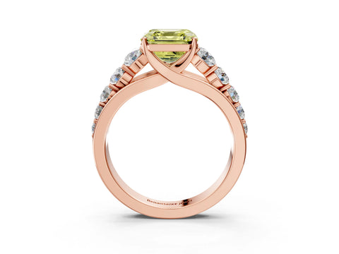 Rose gold Fancy Yellow Asscher Cut Brilliant Diamond Pavé Band with Six-Prong Setting_3