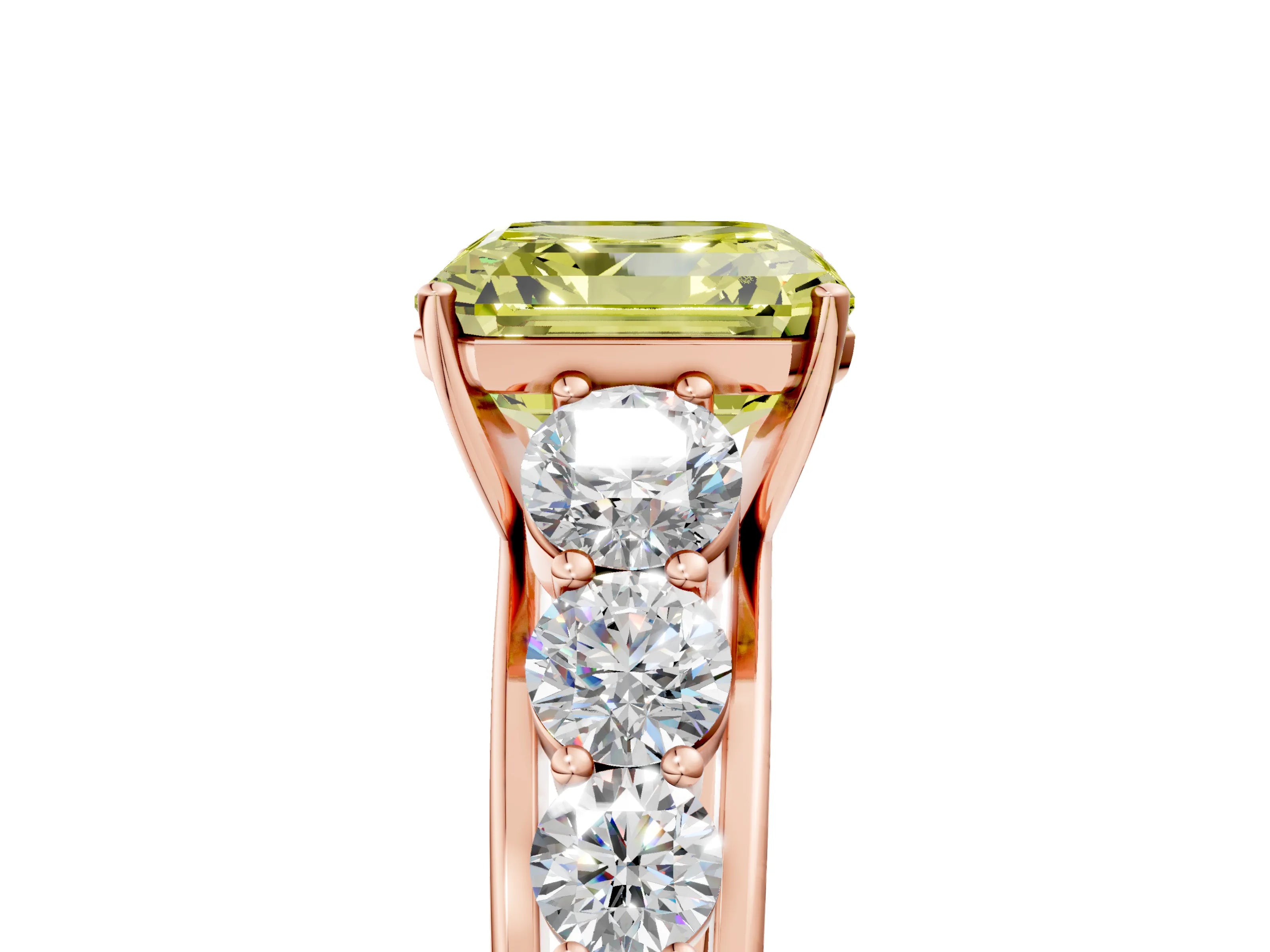 Rose gold Fancy Yellow Asscher Cut Brilliant Diamond Pavé Band with Six-Prong Setting_5