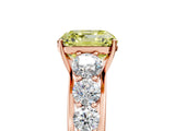 Rose gold Fancy Yellow Asscher Cut Brilliant Diamond Pavé Band with Six-Prong Setting_5