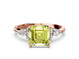 Rose gold Fancy Yellow Asscher Cut Brilliant Diamond Solitaire Ring with Pear Side Stones and Four-Prong Setting_3