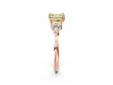 Rose gold Fancy Yellow Asscher Cut Brilliant Diamond Solitaire Ring with Pear Side Stones and Four-Prong Setting_5