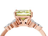 Rose gold Fancy Yellow Asscher Cut Brilliant Diamond Solitaire Ring with Pear Side Stones and Four-Prong Setting_7